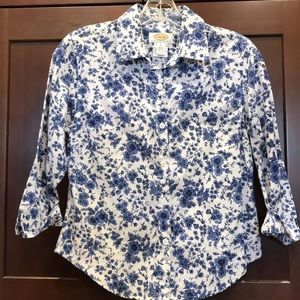 Ladies Talbots Petites Floral Long Sleeve Shirt